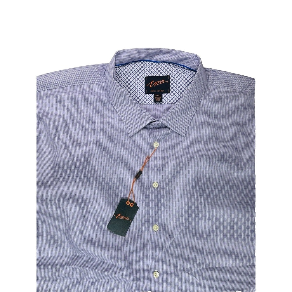Egara Button Up Shirt Long Sleeve White Purple Paisley Men's 5XL Slim Fit